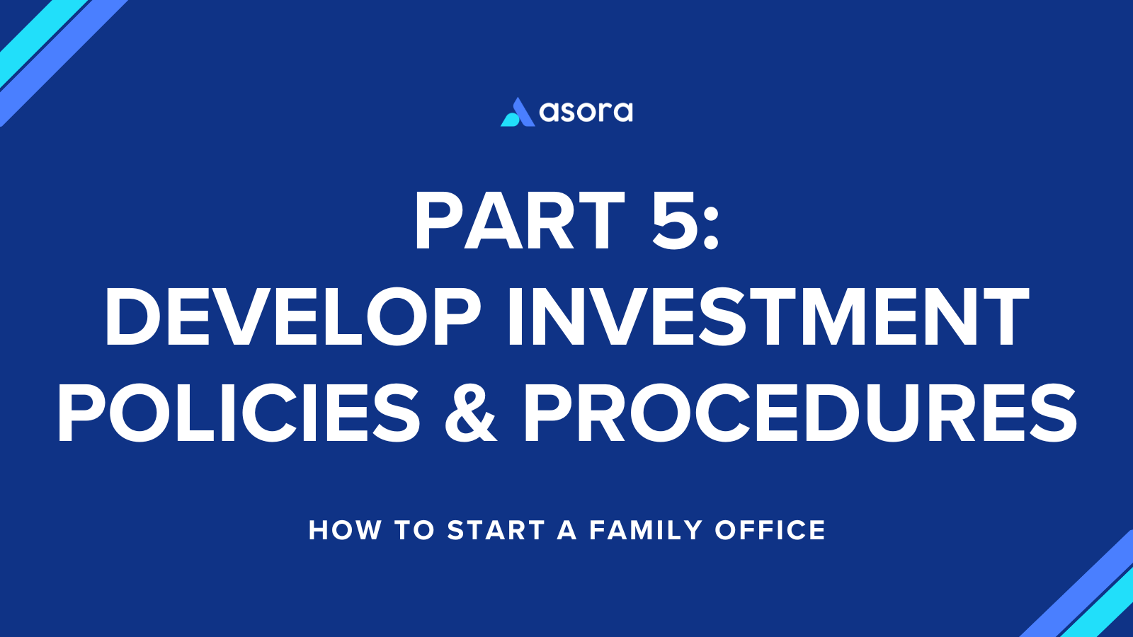 Part 5: Develop Family Office Investment Policies